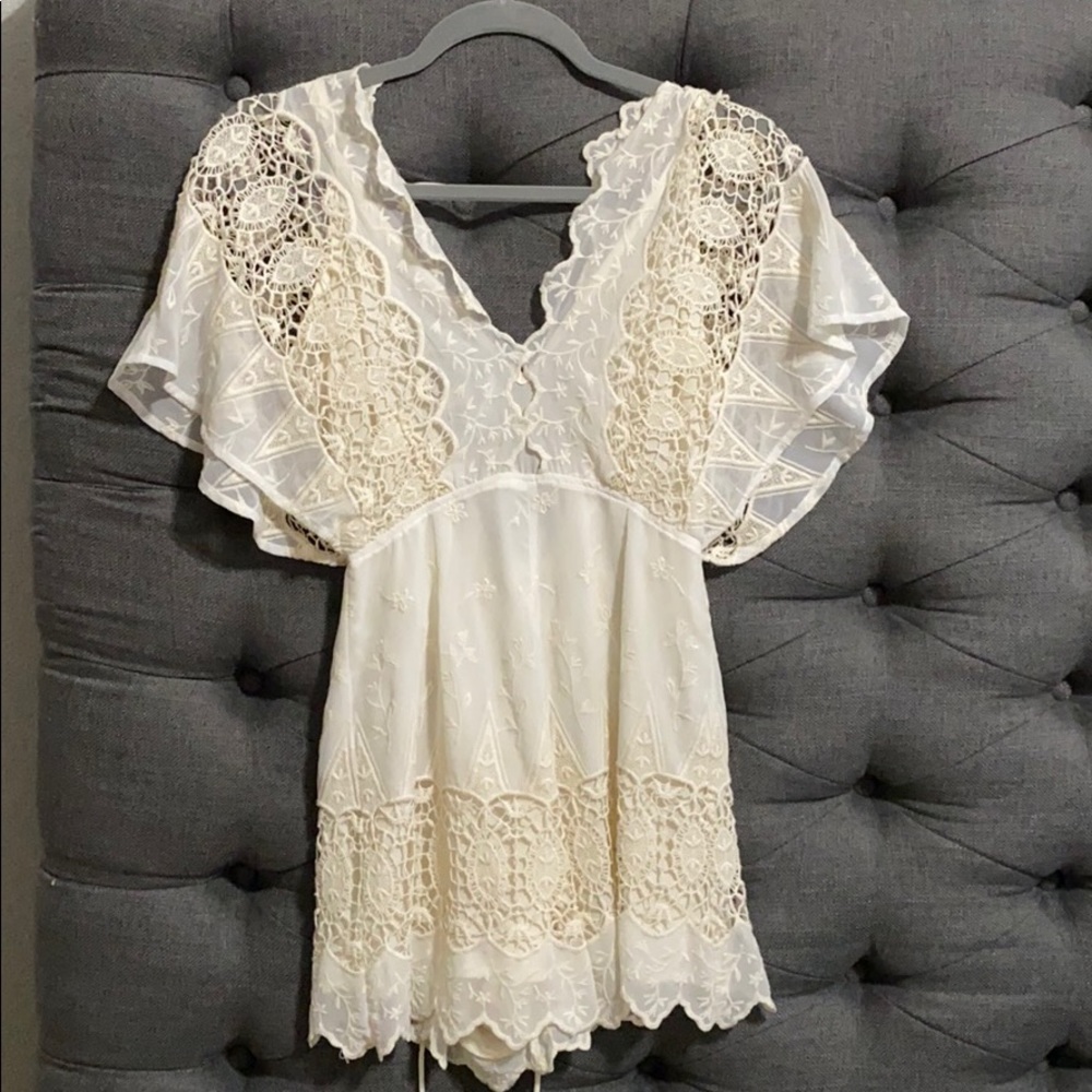 Astr the Label Cream lace romper